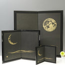 [FOLDING SCREEN (ROOM DIVIDER)] CRESCENT MOON (BLACK) BRONZE (M) | KARAKAMI (JAPANESE PAPER)｜KEIBIFUGETSU
