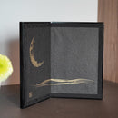 [FOLDING SCREEN (ROOM DIVIDER)] CRESCENT MOON (BLACK) BRONZE (S) | KARAKAMI (JAPANESE PAPER)｜KEIBIFUGETSU