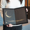 [FOLDING SCREEN (ROOM DIVIDER)] CRESCENT MOON (BLACK) BRONZE (S) | KARAKAMI (JAPANESE PAPER)｜KEIBIFUGETSU