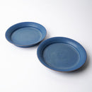 [DISH] MATTE RIM PLATE ROUND (M) BLUE PAIR SET | KYOTO-KIYOMIZU WARE | FUUU