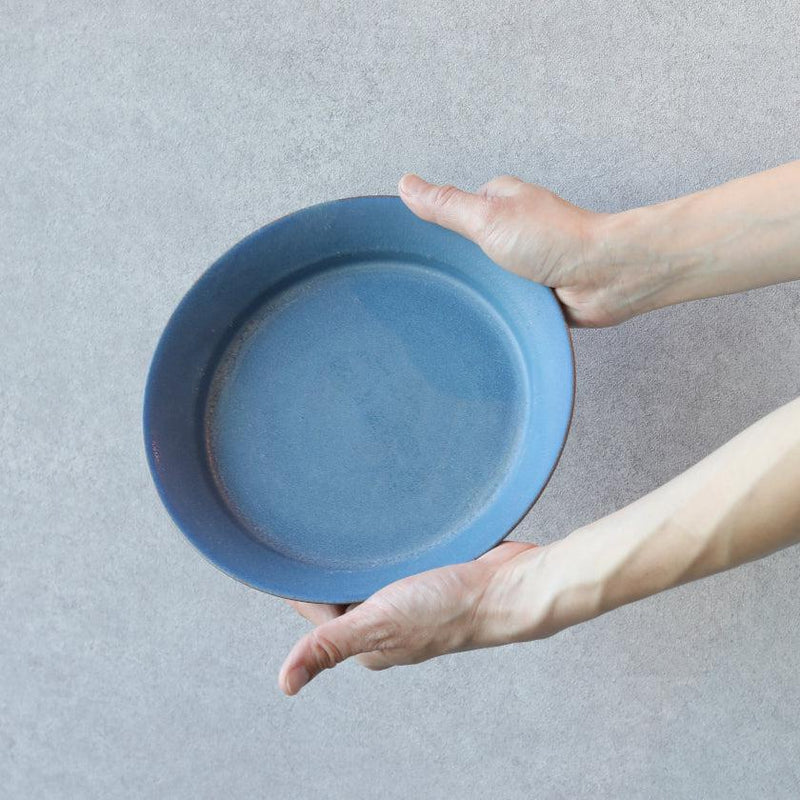 [DISH] MATTE RIM PLATE ROUND (M) BLUE PAIR SET | KYOTO-KIYOMIZU WARE | FUUU