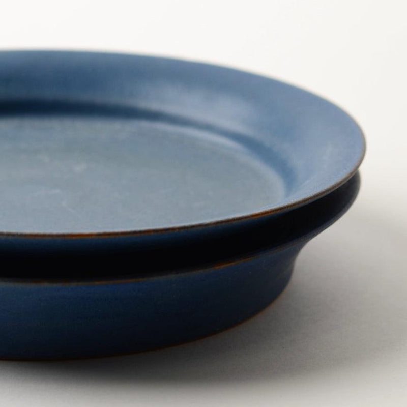 [DISH] MATTE RIM PLATE ROUND (M) BLUE PAIR SET | KYOTO-KIYOMIZU WARE | FUUU