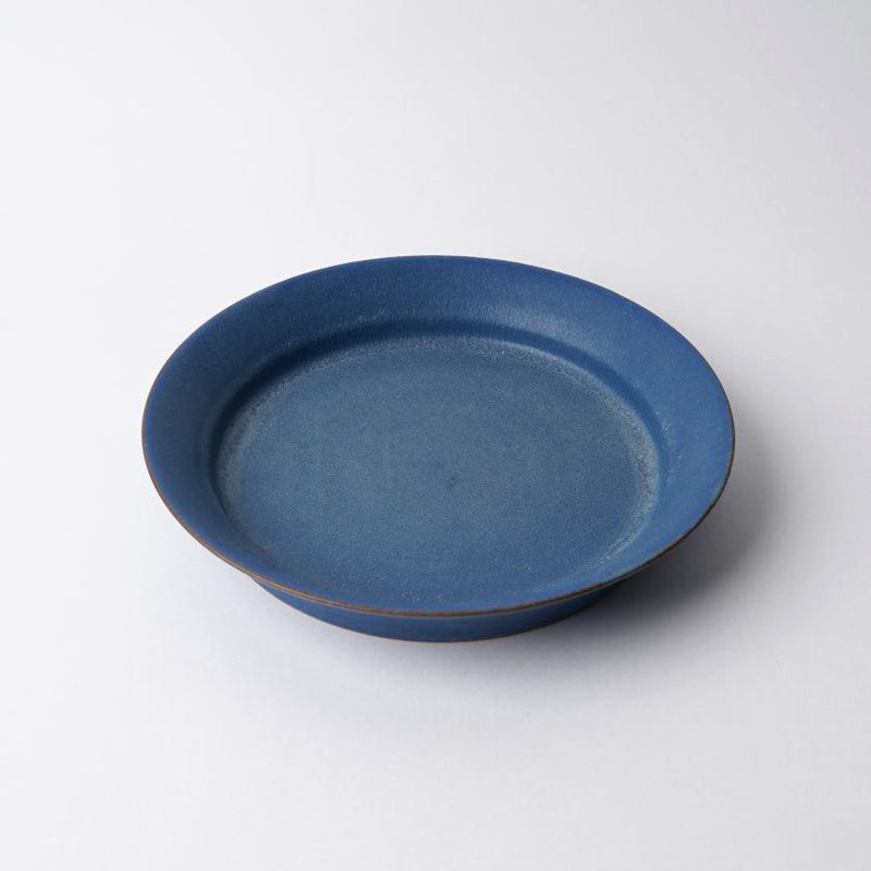 [DISH] MATTE RIM PLATE ROUND (M) BLUE PAIR SET | KYOTO-KIYOMIZU WARE | FUUU