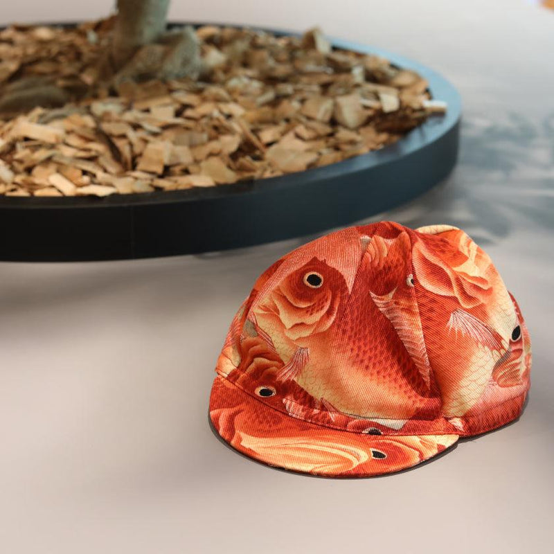 [CAP] HAURA RED FISHES  (ALLOVER DESIGN) | KYOTO YUZEN DYEING | MAJIKAO