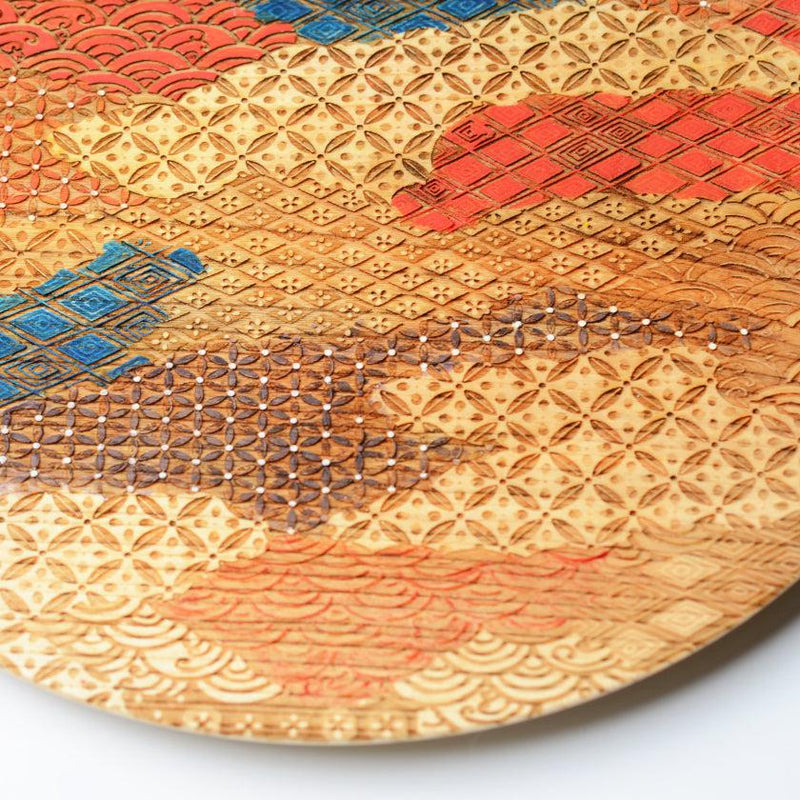 [LARGE PLATE (PLATTER)] KYO-KOMON - AYA | PRINTING AND KYO-YUZEN ENGRAVING| SANSAI STUDIO