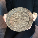 [LARGE PLATE (PLATTER)] RIMMED DISH WITH GRAPES ARABESQUE - GRAY | PRINTING AND KYO-YUZEN ENGRAVING| SANSAI STUDIO