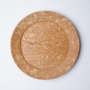 [LARGE PLATE (PLATTER)] RIMMED DISH - GRAPES ARABESQUE - LIGHT BROWN | PRINTING AND KYO-YUZEN ENGRAVING| SANSAI STUDIO