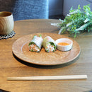 [LARGE PLATE (PLATTER)] RIMMED DISH - GRAPES ARABESQUE - LIGHT BROWN | PRINTING AND KYO-YUZEN ENGRAVING| SANSAI STUDIO