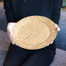 [LARGE PLATE (PLATTER)] RIMMED DISH - GRAPES ARABESQUE - LIGHT BROWN | PRINTING AND KYO-YUZEN ENGRAVING| SANSAI STUDIO