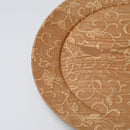 [LARGE PLATE (PLATTER)] RIMMED DISH - GRAPES ARABESQUE - LIGHT BROWN | PRINTING AND KYO-YUZEN ENGRAVING| SANSAI STUDIO