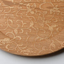 [LARGE PLATE (PLATTER)] RIMMED DISH - GRAPES ARABESQUE - LIGHT BROWN | PRINTING AND KYO-YUZEN ENGRAVING| SANSAI STUDIO