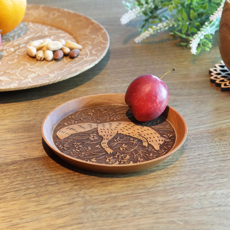 [SMALL DISH] FOX AND AUTUMN GRASSES | PRINTING AND KYO-YUZEN ENGRAVING| SANSAI STUDIO