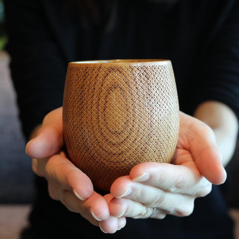 [CUP] HITTA KANOKO (LIGHT BROWN) | PRINTING AND KYO-YUZEN ENGRAVING| SANSAI STUDIO