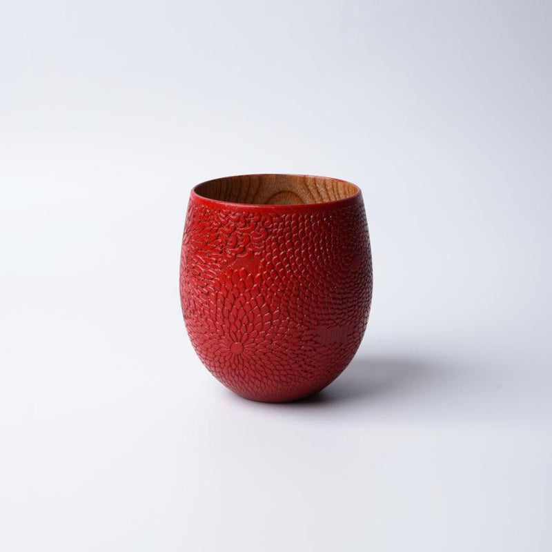 [杯]菊花圖案（紅色）|印刷和Kyo-Yuzen雕刻| Sansai Studio
