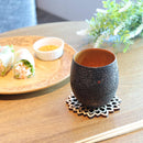 [CUP] CHRYSANTHEMUM PATTERN (BLACK) | PRINTING AND KYO-YUZEN ENGRAVING| SANSAI STUDIO