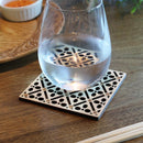 [COASTER] PLUM BLOSSOMS ON DIAMOND PATTERN | PRINTING AND KYO-YUZEN ENGRAVING| SANSAI STUDIO