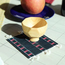 [MAT SET] 4 COASTERS (BLACK) & 2 PLACE MATS (RED) | TATAMI | TATAMIYA TATSUZO