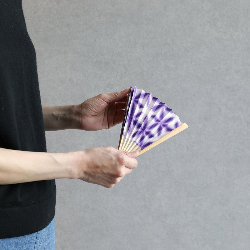 [HAND FAN] SEKKA SHIBORI (PURPLE) FOR WOMEN | KUROTANI WASHI PAPER|KUROTANI WASHI COOPERATIVE GROUP