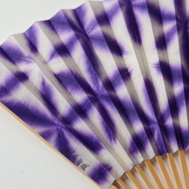 [HAND FAN] SEKKA SHIBORI (PURPLE) FOR WOMEN | KUROTANI WASHI PAPER|KUROTANI WASHI COOPERATIVE GROUP