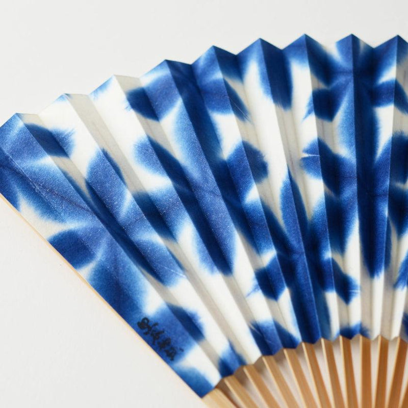 [HAND FAN] SEKKA SHIBORI (NAVY BLUE) FOR WOMEN | KUROTANI WASHI PAPER|KUROTANI WASHI COOPERATIVE GROUP