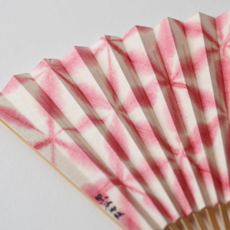 [HAND FAN] SEKKA SHIBORI (PINK) FOR WOMEN | KUROTANI WASHI PAPER|KUROTANI WASHI COOPERATIVE GROUP