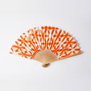 [HAND FAN] SEKKA SHIBORI (ORANGE) FOR WOMEN | KUROTANI WASHI PAPER|KUROTANI WASHI COOPERATIVE GROUP