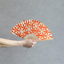 [HAND FAN] SEKKA SHIBORI (ORANGE) FOR WOMEN | KUROTANI WASHI PAPER|KUROTANI WASHI COOPERATIVE GROUP