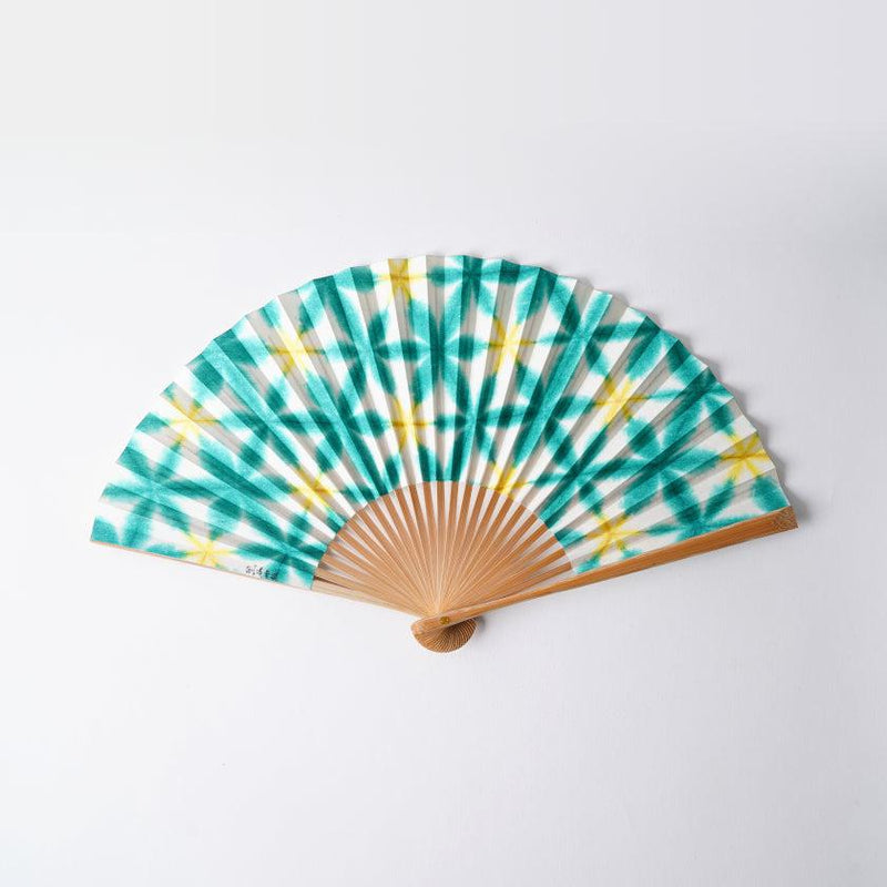 [HAND FAN] SEKKA SHIBORI (GREEN) FOR WOMEN | KUROTANI WASHI PAPER|KUROTANI WASHI COOPERATIVE GROUP