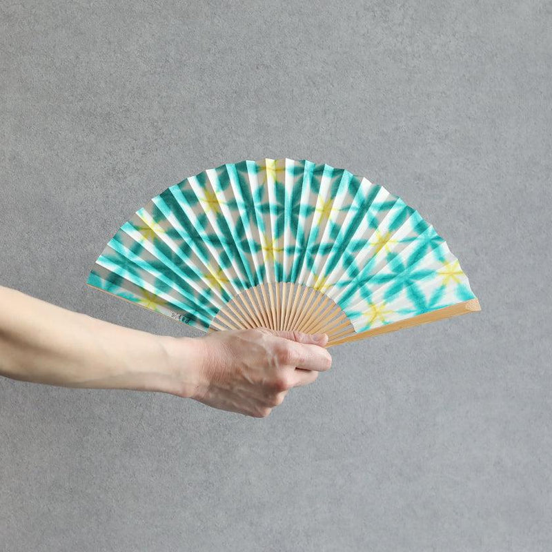 [HAND FAN] SEKKA SHIBORI (GREEN) FOR WOMEN | KUROTANI WASHI PAPER|KUROTANI WASHI COOPERATIVE GROUP