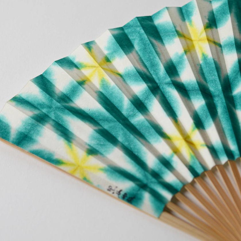 [HAND FAN] SEKKA SHIBORI (GREEN) FOR WOMEN | KUROTANI WASHI PAPER|KUROTANI WASHI COOPERATIVE GROUP