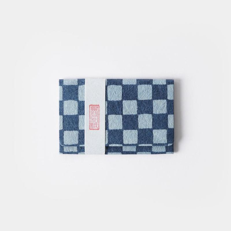 [CARD CASE] CHECKERED PATTERN (INDIGO) | KUROTANI WASHI PAPER|KUROTANI WASHI COOPERATIVE GROUP