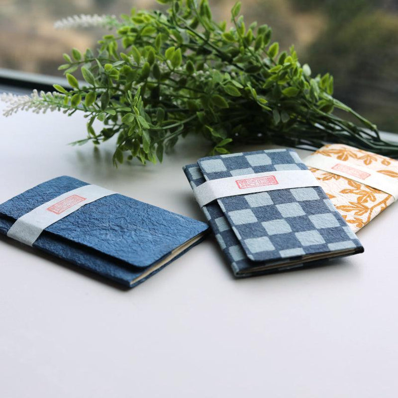 [CARD CASE] CHECKERED PATTERN (INDIGO) | KUROTANI WASHI PAPER|KUROTANI WASHI COOPERATIVE GROUP