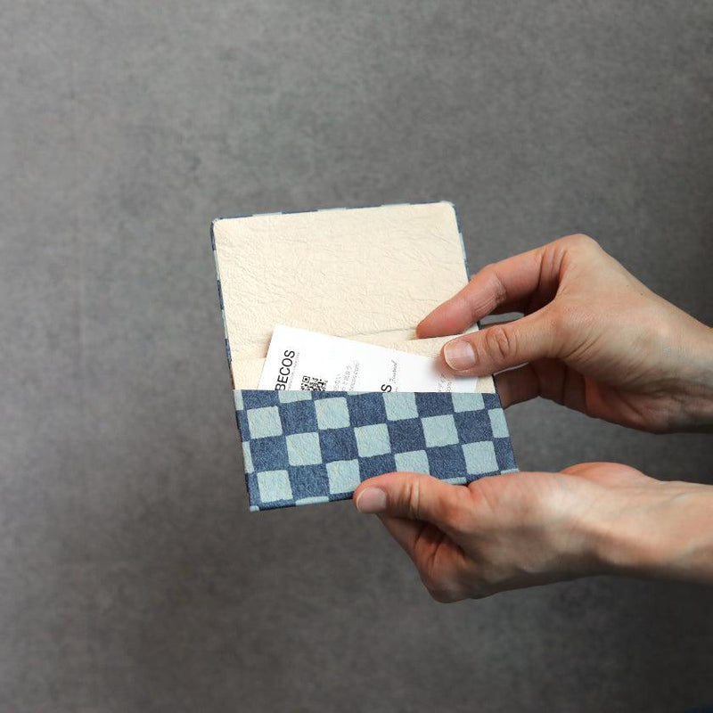 [CARD CASE] CHECKERED PATTERN (INDIGO) | KUROTANI WASHI PAPER|KUROTANI WASHI COOPERATIVE GROUP