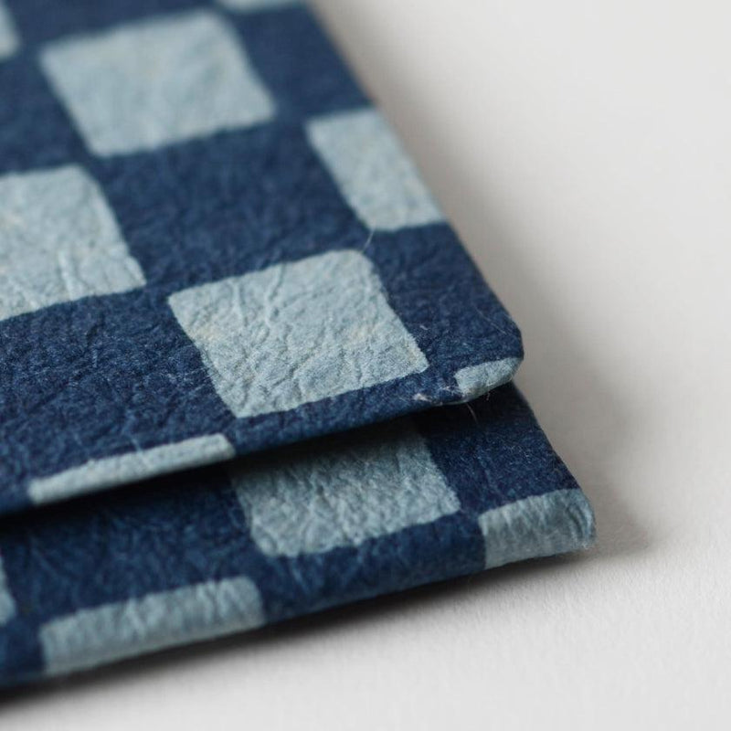 [CARD CASE] CHECKERED PATTERN (INDIGO) | KUROTANI WASHI PAPER|KUROTANI WASHI COOPERATIVE GROUP