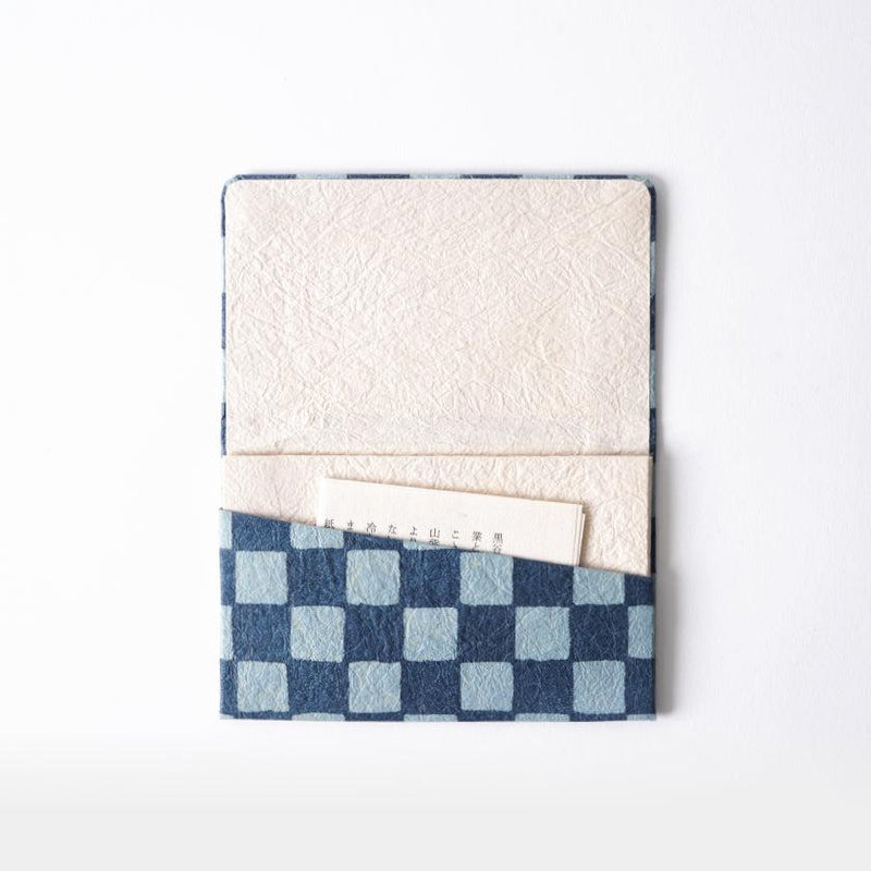 [CARD CASE] CHECKERED PATTERN (INDIGO) | KUROTANI WASHI PAPER|KUROTANI WASHI COOPERATIVE GROUP