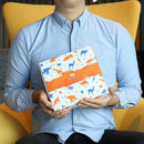 [BABY GIFT SET] TOWEL WITH LOOP * 1 (CARIBBEAN BLUE) / BIB * 1 (ORANGE) | ORGANIC TOWEL | HIPPOPOTAMUS