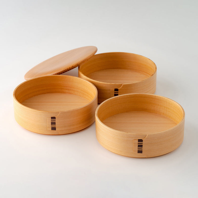 [午餐盒]木顆粒3層| odate magewappa | Kurikyu