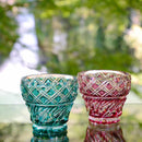 [GLASS] FREE CUP (GREEN) IN A PAULOWNIA BOX | SATUMA VIDRO | SATSUMA CUT GLASS