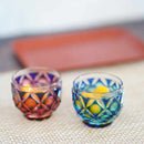 [GLASS] DOUBLE-COVERED OCHOKO (GREEN-LAPIS LAZULI) IN A PAULOWNIA BOX | SATUMA VIDRO | SATSUMA CUT GLASS