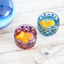 [SAKE BOTTLE] DOUBLE-COVERED KATAKUCHI & MINI-OCHOKO 2-PIECE SET (GREEN-LAPIS LAZULI) IN A PAULOWNIA BOX | SATUMA VIDRO | SATSUMA CUT GLASS