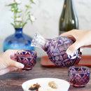 [SAKE BOTTLE] DOUBLE-COVERED TOKKURI (GOLD RED-LAPIS LAZULI) IN A PAULOWNIA BOX | SATUMA VIDRO | SATSUMA CUT GLASS