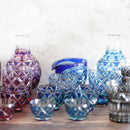 [SAKE BOTTLE] DOUBLE-COVERED KATAKUCHI (GREEN-LAPIS LAZULI) IN A PAULOWNIA BOX | SATUMA VIDRO | SATSUMA CUT GLASS