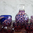 [SAKE BOTTLE] DOUBLE-COVERED KATAKUCHI (GOLD RED-LAPIS LAZULI) IN A PAULOWNIA BOX | SATUMA VIDRO | SATSUMA CUT GLASS