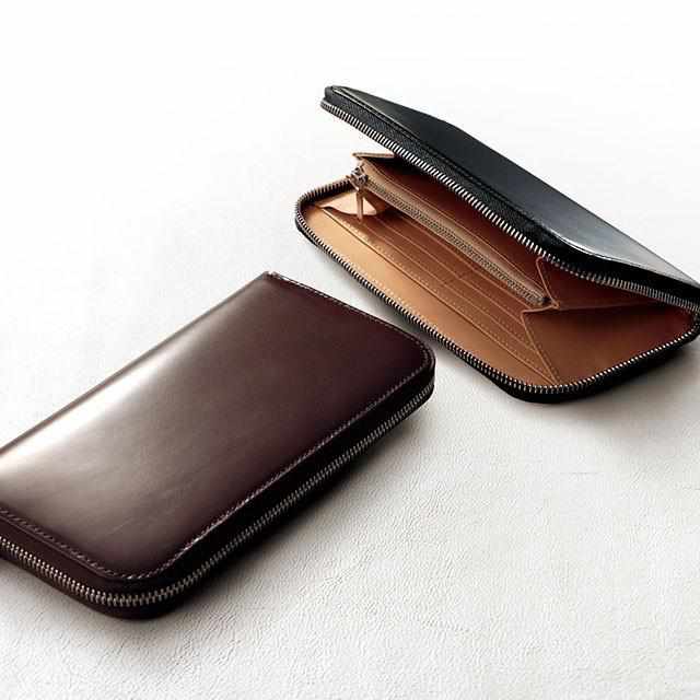 [WALLET / BAG] SMART ROUND ZIPPER WALLET (INKSTONE) | LEATHER WORK | SATORI