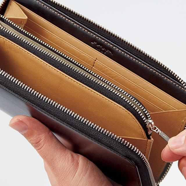 [WALLET / BAG] SMART ROUND ZIPPER WALLET (INKSTONE) | LEATHER WORK | SATORI