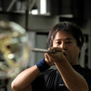 [GLASS] OCHOKO (YELLOW) IN A PAULOWNIA BOX | SATUMA VIDRO | SATSUMA CUT GLASS