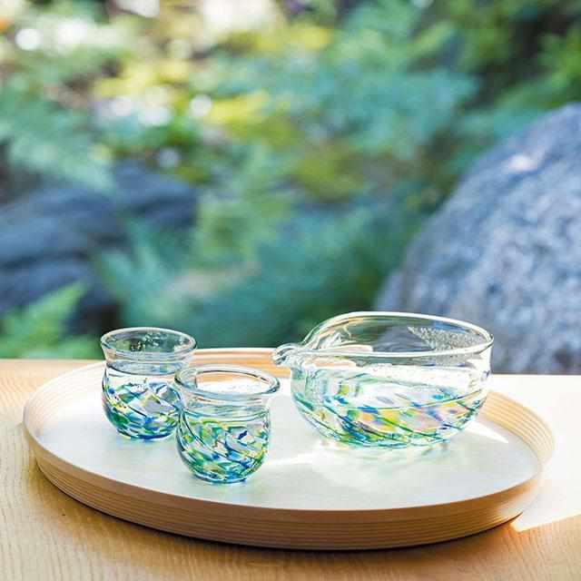 [SAKE BOTTLE] FLOWER DEPRESSION HYDRANGEA SAKE SET | TSUGARU VIDRO| ADERIA