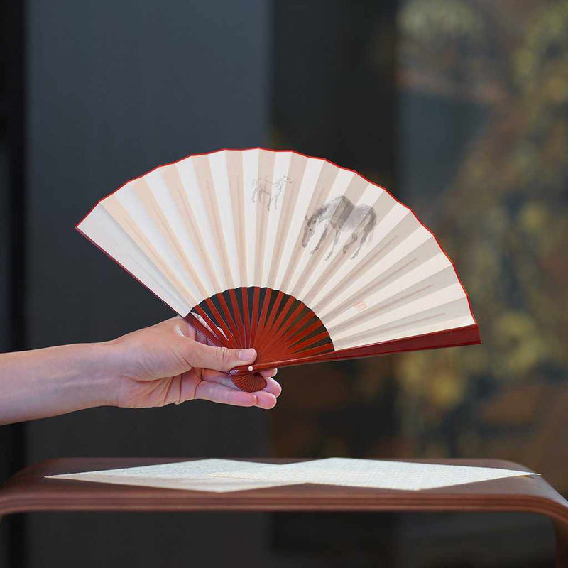 [HAND FAN] WOMAN'S ZODIAC FOLDING FAN | UNKINDO FUKATSU HAND FAN | EDO FOLDING FANS