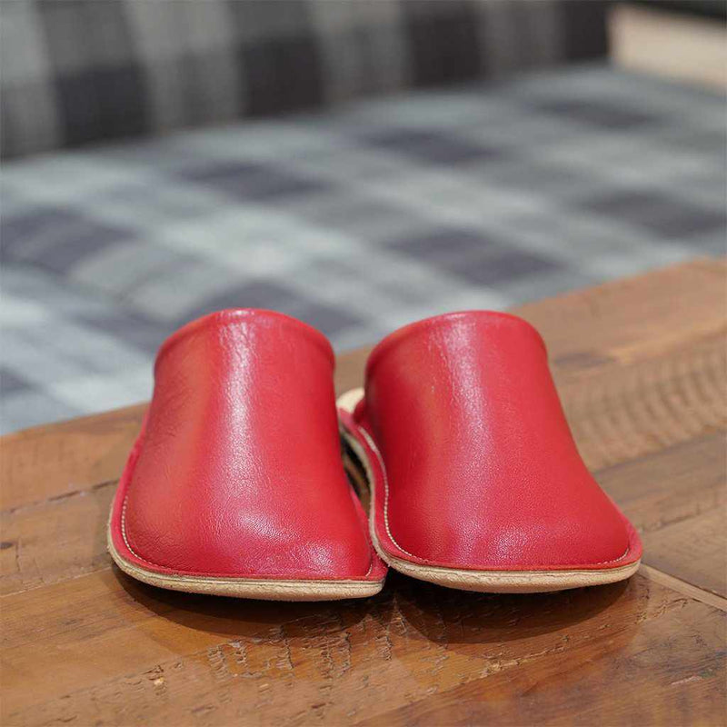 [SLIPPERS] GENUINE LEATHER (RED) 23~24cm | LEATHER PROCESSING