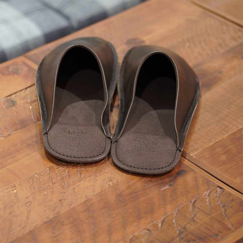 [拖鞋]雷拉蠟皮革室薩博 （深棕色） |皮革加工
